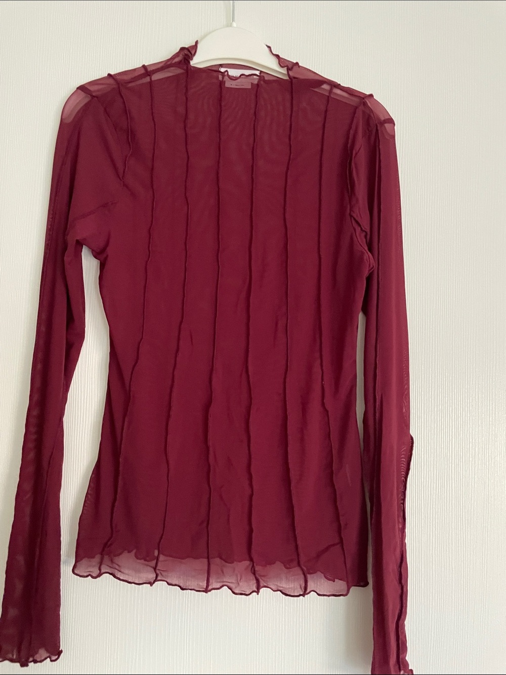 Lovers + Friends Sheer Ribbed Long-Sleeve Top - Wine